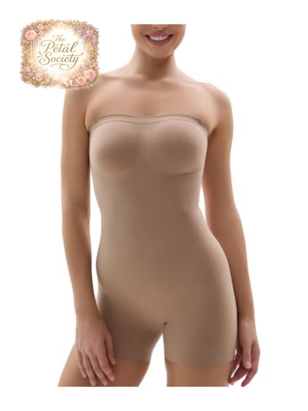 Strapless Shortie Bodysuit Tummy Control Shapewear Seamless Body Shaper